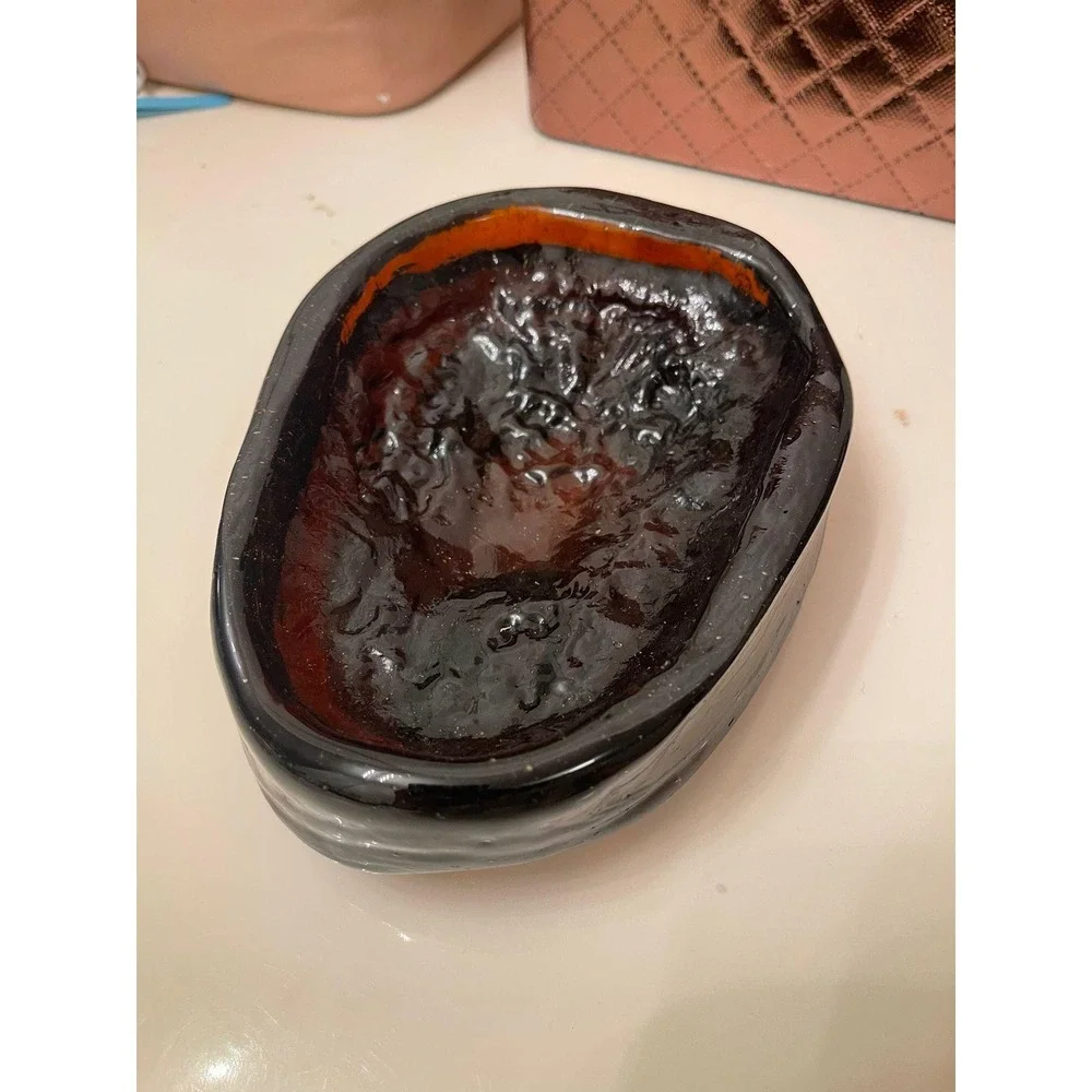 Vintage Glass heavy‎ dark Ashtray Glass